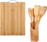 Kitchen Utensil Set With Holder & Cutting Board Bamboo Cutting Board Cooking Spoon Kitchen Tool Set