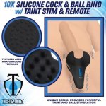 10X Vibrating Silicone Cock Ring With Taint Stim And Remote