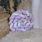 Cot Bumper Braided 3 Strand Lilac Grey And White Lilac Stripe Purple Set