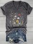Casual V-Neck Floral Tee For Women - Soft Cotton Blend Short Sleeve Machine Washable - Perfect Summer Top