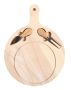 Fruits And Cheese Round Wooden Chopping Board - Brown