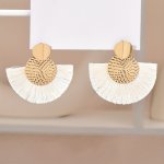 Fan Shape Colorful Threads Tassel Dangle Earrings Bohemian Vacation Style Trendy Holiday Ear Ornaments