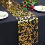 1PC Golden Table Runner Shimmery Metallic Foil Design Polyester Festive Table Decor For Wedding Christmas Thanksgiving Anniversa