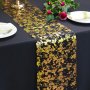 1pc Golden Table Runner Shimmery Metallic Foil Design Polyester Festive Table Decor For Wedding Christmas Thanksgiving Anniversary Birthday Parties Room Decor
