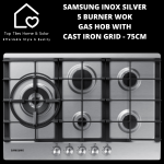 Samsung Inox 5 Burner Wok Gas Hob With Cast Iron Grid - 75CM