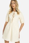 Burnout Tie Detail MINI Dress - Stone