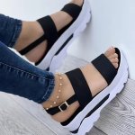 Women's Summer Wedge Sandals Fashion Open Toe Buckle Strap Shoes Casual Outdoor Solid Color Sandals