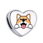Heart Shaped Corgi Dog Charm For Pet Lovers Charm Bracelets