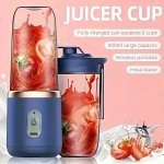 6 Blades USB Portable Juicer Maker Juicer With 2 Cups Portable Charging Small Sports Juice Cup Home Multifunctional Juicer Cup A