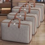 Houndstooth Pattern Moving Bag Storage Bags Blanket Clothes Organization And Storage Containers For Bedding Comforters And Cloth