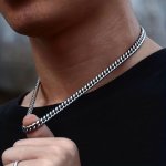 1PC Titanium Steel Men's Necklace Stainless Steel Cuban Chain Trendy Fashion Accessories Trendy Girl Hip-hop Accessories Father'