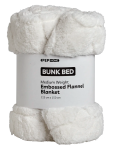 White Embossed Flannel Bunk Blanket 125X150CM - 125 X 150 Cm Cream
