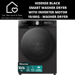 Hisense Black Smart Washer Dryer With Inverter Motor - 10 6KG Washer Dryer