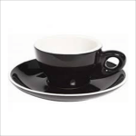 Fortis - Italia - Black Open Cappuccino Cup 210ML & Saucer Set Of 12