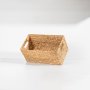 Rectangular Water Hyacinth Cut Out Handle Woven Basket - Natural Dark - Small 30X20X18CM