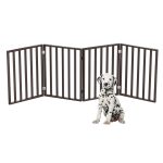 Gate - 4-PANEL Indoor Foldable Dog Fence For Stairs Hallways Or Doorways - 72X24-INCH Retractable Wood Freestanding Dog Gates By