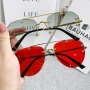 Double Bridge Fashion Glasses For Women Men Retro Tinted Rimless Sun Shades For Driving Beach Travel