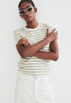 Printed T-Shirt - Light Khaki Green & Striped