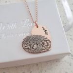 CAS101827 - Rose Gold Personalized Finger Hand Or Footprint Necklace