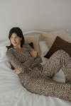 Long Sleeve Pj Set - Leopard - Large
