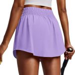 Pinspark Womens Tennis Skirt High Waisted Athletic Skort With 2 Pockets Curved Hem Golf MINI Skirt For Workout Pickleball Purple