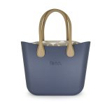 Original Collection Denim Pattern Inner Gold Zip Light Tan Round Handle