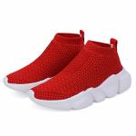 Hetios Kids Sneakers Boys Sock Shoes Breathable Slip On Shoes For Girls Fashion Lightweight Running Shoes Red Little Kid 12.5 M