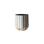 Planter Iron 20X20X21CM Enamel Striped Design
