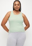 Cotton On Plus Active Core Rib Racer Tank - Silt Green