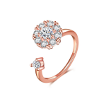 Adjustable Cubic Zirconia Spinner Ring - Sunflower