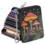 Mayski Credit Card Holder Zipper Credit Card Wallet For Women Small Accordion Card Cases Holder Keychain Wallet Business Card Ho