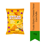 Stylos Cheese Corn Puffs 75G Cheesy Crunchy Snack Light Corn Puff Chips Ready-to-eat Snack South Africa India Bazaar - 75G
