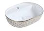 Counter Top Ceramic Basin / Table Top - Topaz - Gloss White&gold Round