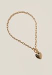 Mid Chain Necklace-gold Chunky Chain Heart Pendant