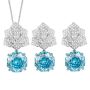 Main Stone 12MM Simulated Rose Cut Sea Blue Petal Pendant Set