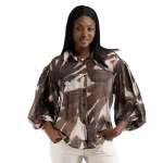 Oversized Bubble Sleeve Shirt - Bitter Choc Free