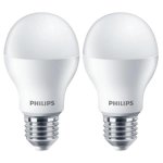 Philips - LED Lamp Light A60 E27 3000K 600LM - 6W Pack Of 2