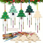 Diy Wooden Christmas Wind Chime Set: 8 Pieces For Festive Party Decorations - Suitable For Ages 2+ - No Batteries Required