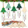 DIY Wooden Christmas Wind Chime Set: 8 Pieces For Festive Party Decorations - Suitable For Ages 2+ - No Batteries Required
