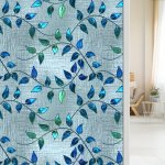 Vintage Style Decorative Window Film With Colorful Tree Leaf Pattern - Static Cling No Glue Frosted Privacy Glass Sticker 4MIL T