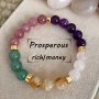 Elegant Boho Natural Stone Beaded Bracelet For Women Prosperity Wealth Crystal Stretch Bracelet Multi-color Gemstone Bangle Perfect Gift For Mother Or Friend Versatile Daily