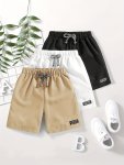 3-PACK Boys Summer Shorts Korean Style Solid Color Casual Shorts Comfy Boys Clothes