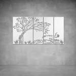 Oriental Tree Wall Art - 1040 X 535 X 20 Matt Black Outdoor With Leds