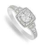 Sterling Silver & Cushion-cut Cubic Zirconia Halo Ring