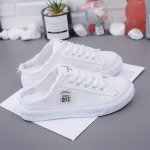 Women's Simple Mule Sneakers Casual Lace Up Outdoor Shoes Women's Comfortable Canvas Shoes