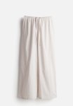 Cotton Pyjama Bottoms - Light Greige Striped