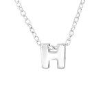 Kiara 925 Sterling Silver A-z Any Initial Letter Necklace 5X6MM 45CM Chain - H