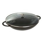 Staub Cast Iron Wok With Glass Lid Black- 37CM