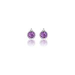 Georgini Natural Amethyst And Two Natural Diamond February Earrings - Silver