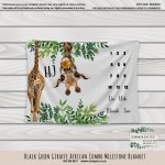 Milestone Blanket Black Green Giraffe African Combo Blanket